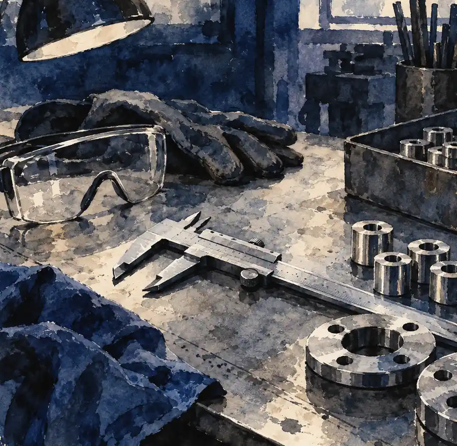 Illustration of manufacturing businesses equipment and workspace