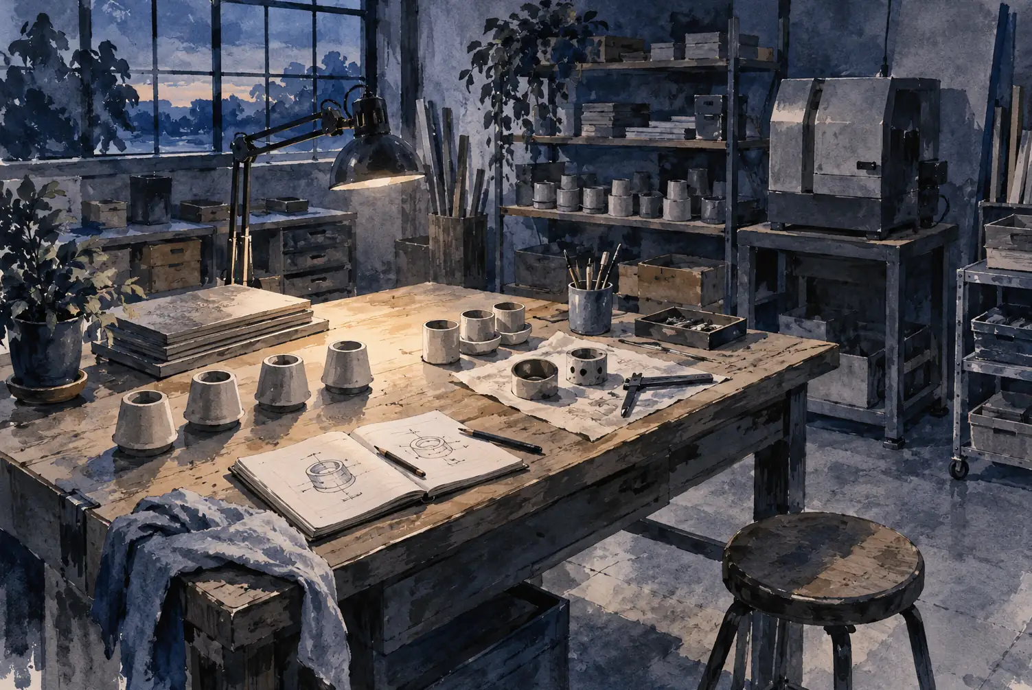 Illustration of manufacturing businesses and their working space